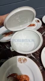 Набор: Блюдо с крышкой и Тарелка 12 штук для морепродуктов 14