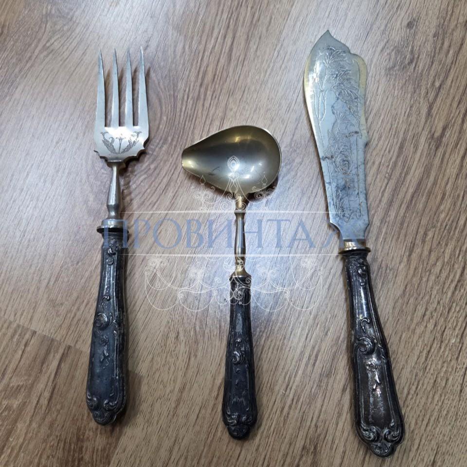 Набор для мяса: нож вилка и ложка