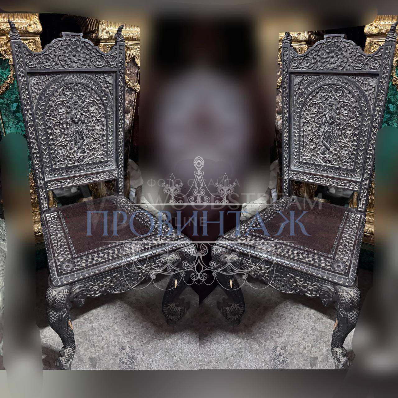 Кресло-Трон в англо-индийском стиле (2 штуки) 3