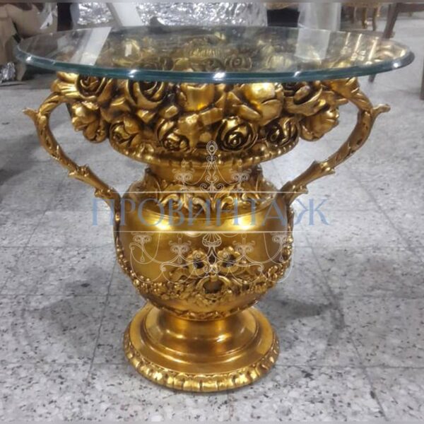 Стол в стиле венецианского барокко со стеклянной столешницей