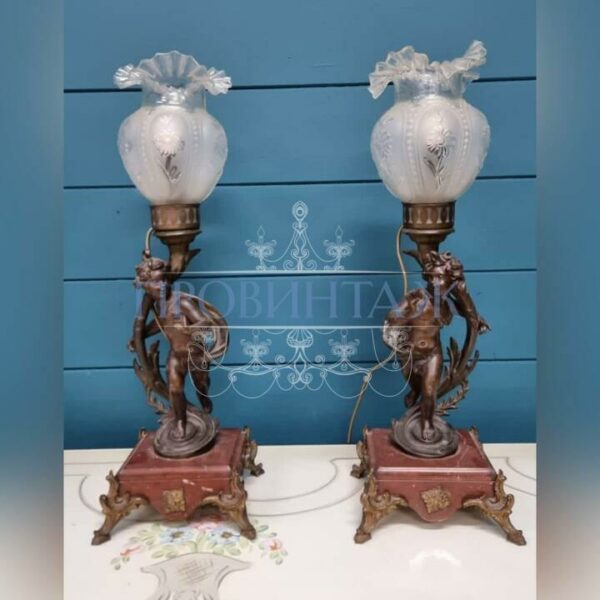Лампа настольная винтажная с путти 2 штуки
