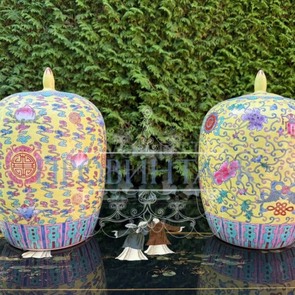 Ваза с крышкой в стиле шинуазри 2 штуки