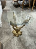 Стол со стеклянной столешницей и подстольем в форме птиц на дереве 17