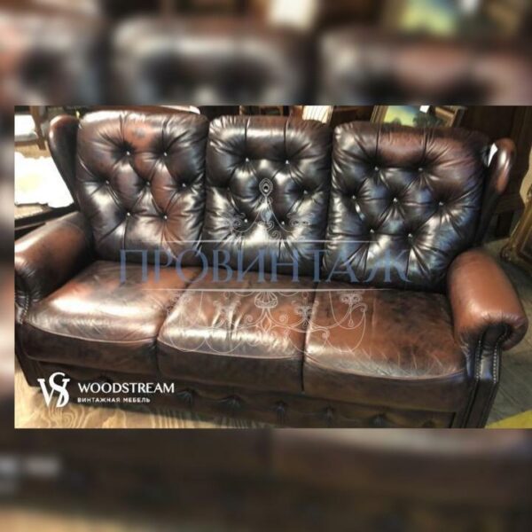 Диван винтажный кожаный