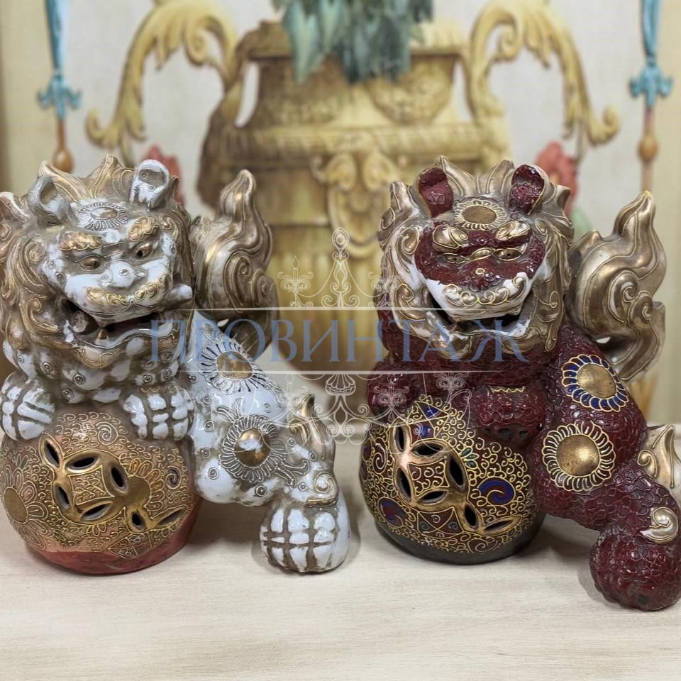 Скульптура/фигурка/статуэтка Собака Фу 2 штуки Сацума