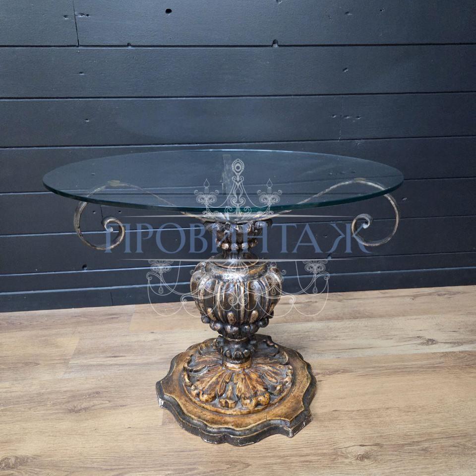 Стол со стеклянной столешницей винтажный