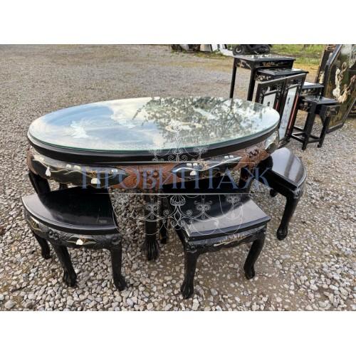 Комплект для чаепитий в стиле шинуазри: стол и табурет 6 штук