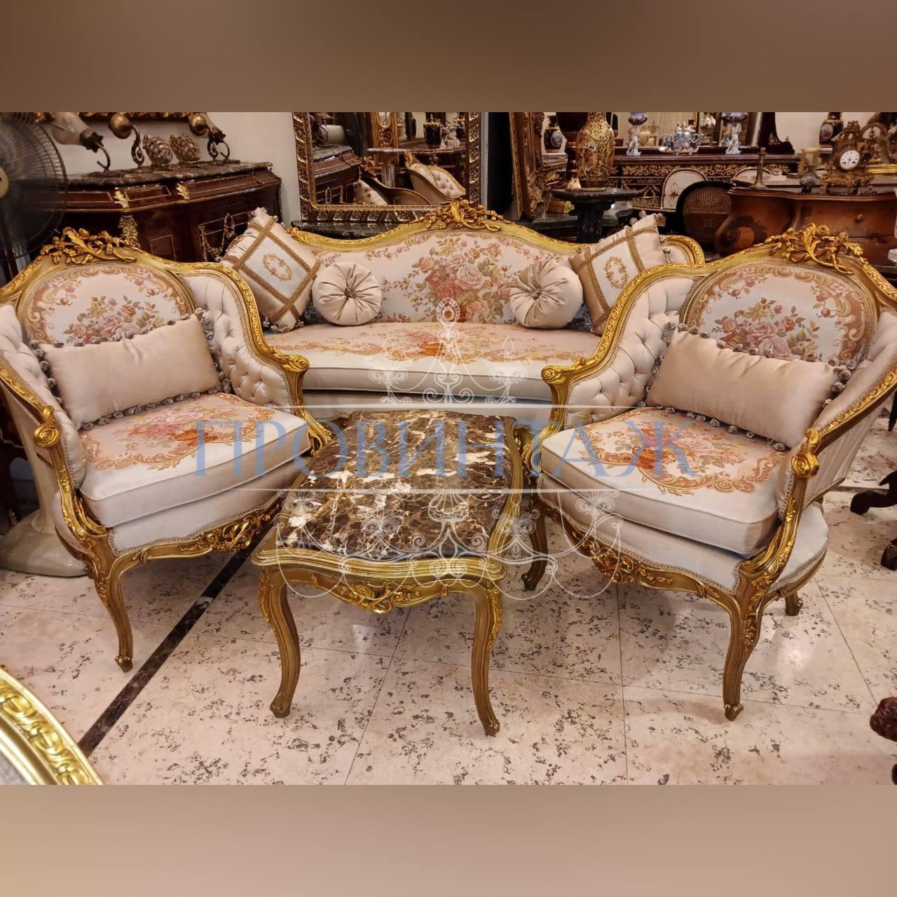 Комплект мягкой мебели для гостиной в стиле венецианского барокко 3 Комплект мягкой мебели для гостиной в стиле венецианского барокко 3