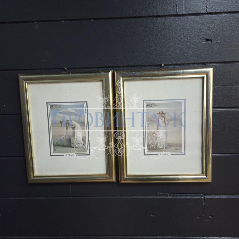 Картина/Гравюра винтажная Девушка 2 штуки