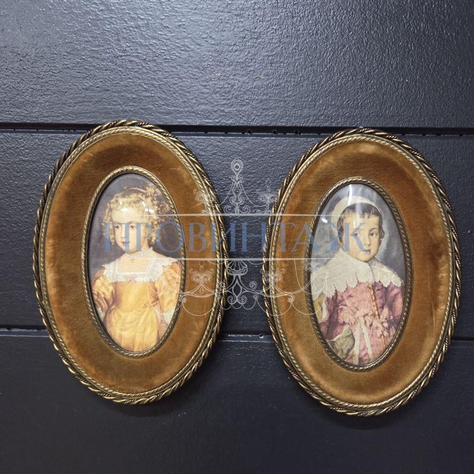 Картина винтажная Портрет/Девочка 2 штуки
