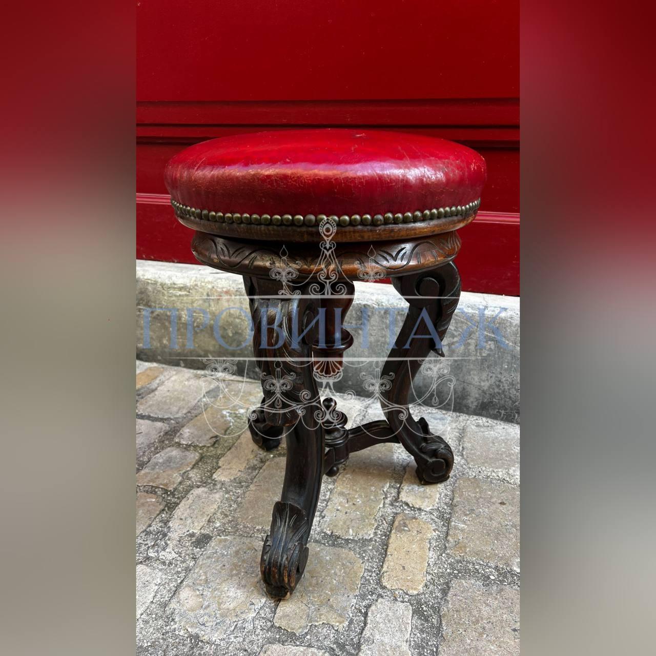 Стул/Табурет для фортепиано с регулируемой высотой старинный