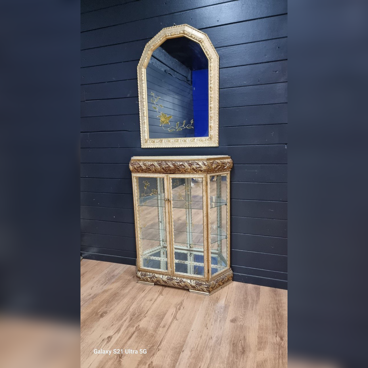 Комплект: Тумба/Витрина миниатюрная и Зеркало винтажное