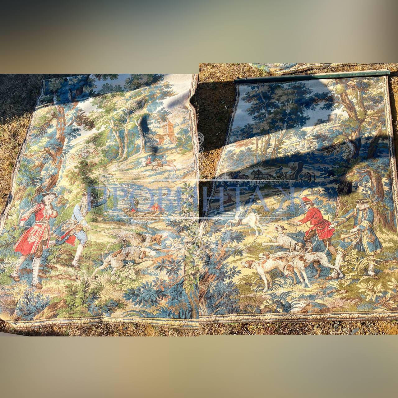 Гобелен винтажный со сценой охоты 2 штуки