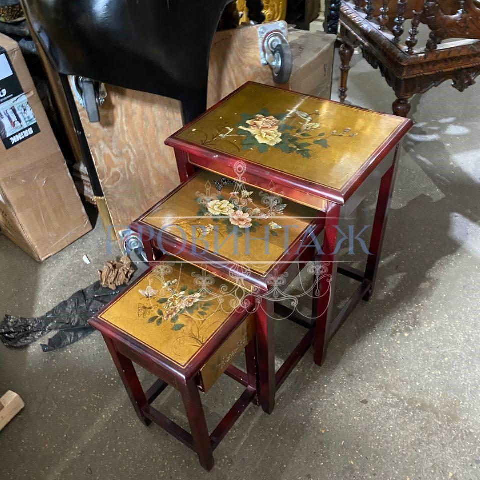 Сет: стол/подставка в стиле шинуазри 3 штуки